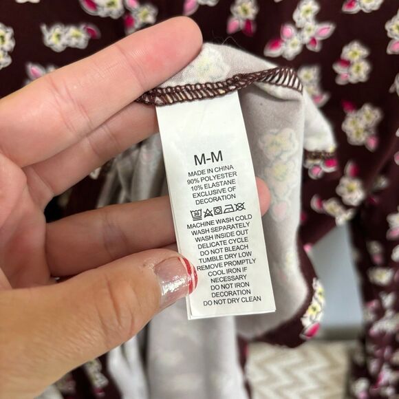 Kate Spade New York Women's Henley Pajama Top Sleep Shirt Red Floral Medium - Picture 5 of 7